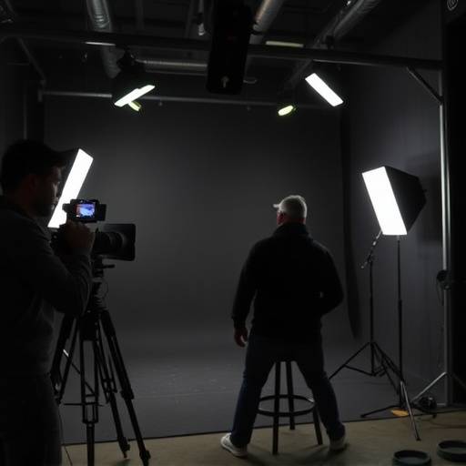 Larger view of behind the scenes studio setup at Black Box Studio